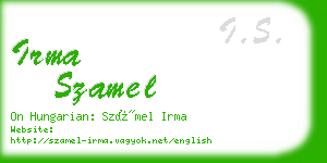 irma szamel business card